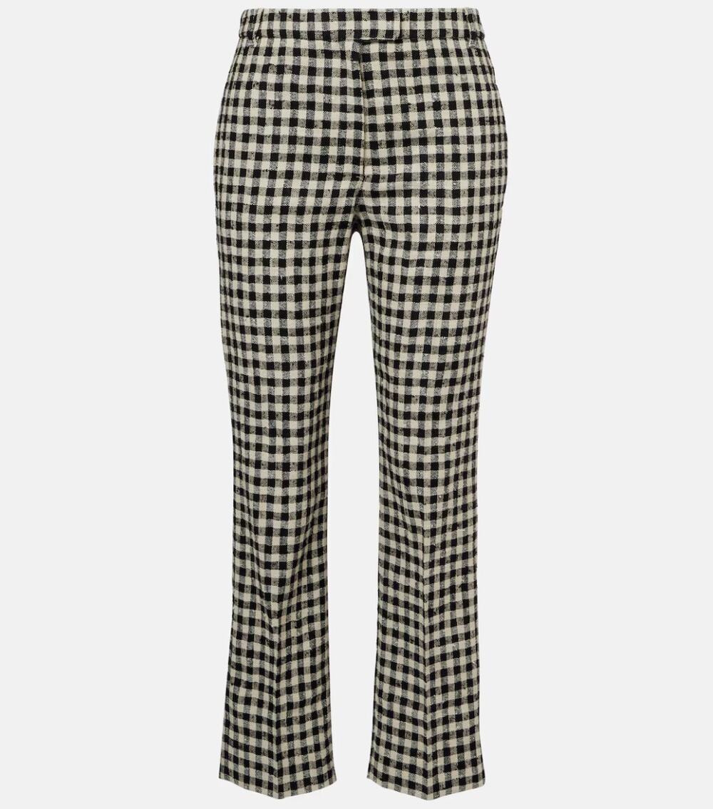 Max Mara DAISY Gingham Check High Rise Cropped Straight Pants US 6 NWOT $865